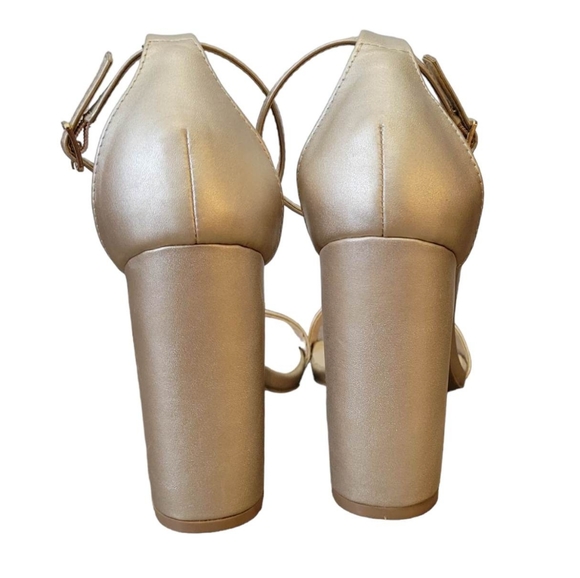 Lulu's Taylor Satin Champaign Ankle Strap Heels Size 7 - Picture 4 of 11